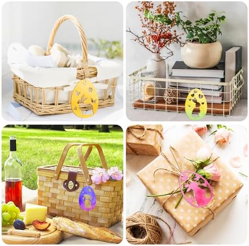 36PCS Wooden Easter Ornaments to Paint, 6 Styles DIY Blank Unfinished Wood Egg Cutouts Ornament for Crafts Hanging Decorations Happy Easter Hallow Egg Rabbit Bunny Butterfly Flower Hen