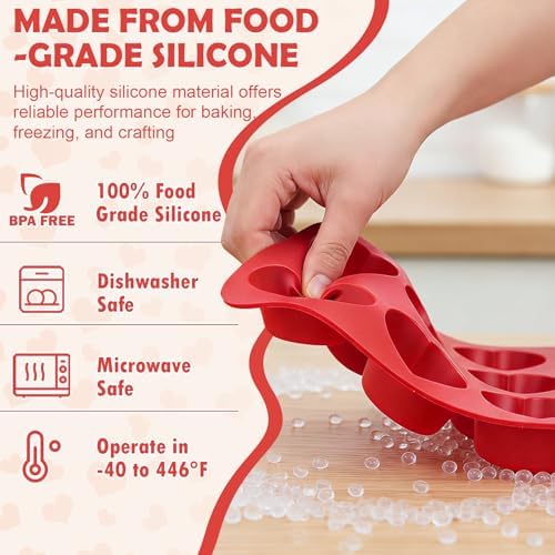 HKNMTT 2Pcs Silicone Heart Molds for Chocolate Muffin 12-Cavity Nonstick