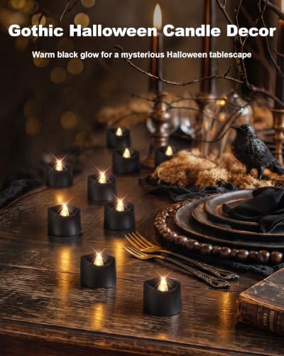 Homemory 50-Pack Black Flameless Battery Tea Light Candles, 200+ Hours