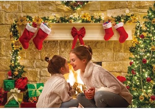 10x8ft Christmas Fireplace Theme Backdrop for Photography