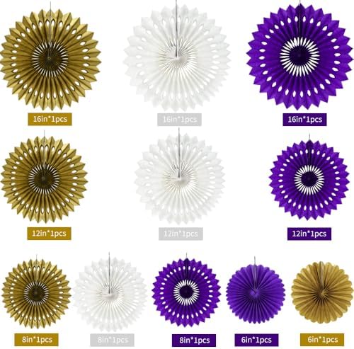 BEISHIDA Honeycomb Round Paper Fans Purple Gold Hanging Party Decoration