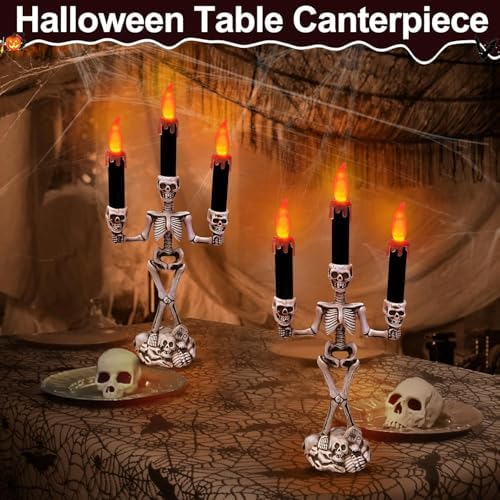 2 Pack Halloween Candelabra LED Flameless Candles Holder Battery Operated