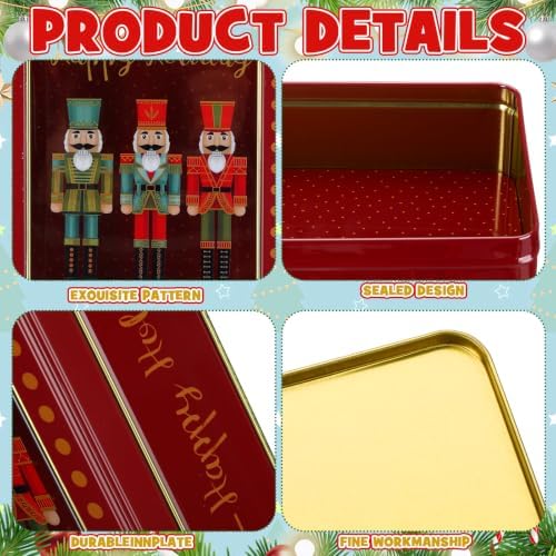 Landhoow 12 Pcs Christmas Cookie Tins with Lids for Gifts Candy,Rectangle