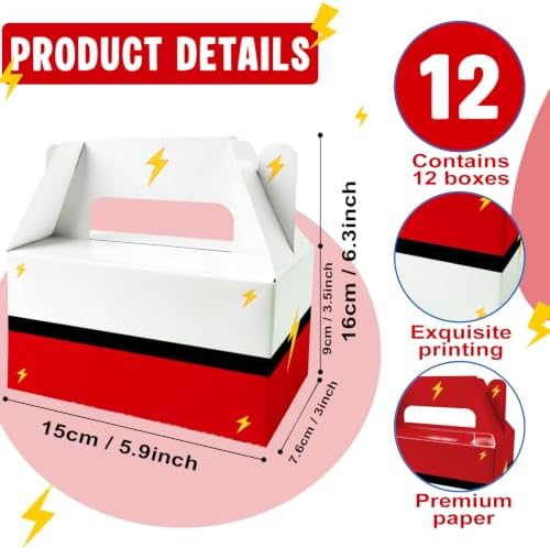 BGFMVS Red & White Lightning Cartoon Animation Party Favor Boxes - 12 Pack