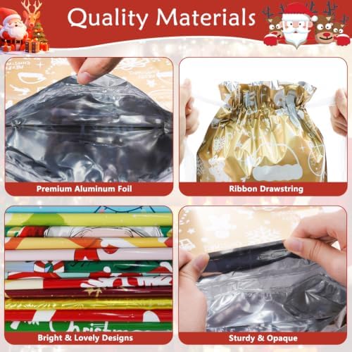 Koncci 34Pcs Christmas Gift Bags, Assorted Sizes Extra Large Medium Small