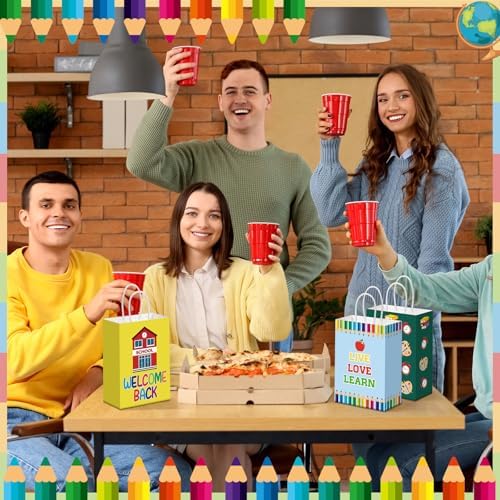 Kolldenn 24 Pcs Back to School Gift Paper Bags with Handles