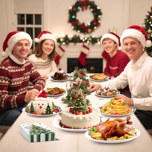 100PCS Christmas Paper Plates and Napkins Set- (25 Guests)