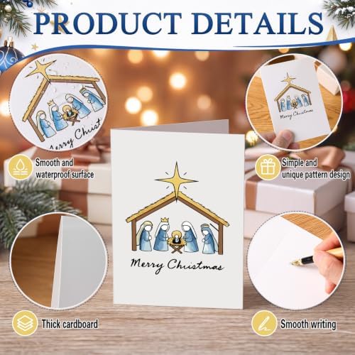 AmazingSpark 120 Pack Christian Xmas Cards with Envelope Bulk White Jesus
