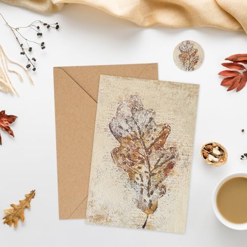 Whaline 32 Pack Fall Leaves Thank You Cards Vintage Maple Leaves Pumpkin Greeting Cards with Envelope Stickers Blank Note Card for Autumn Harvest Thanksgiving Holiday, 4 x 6 Inch