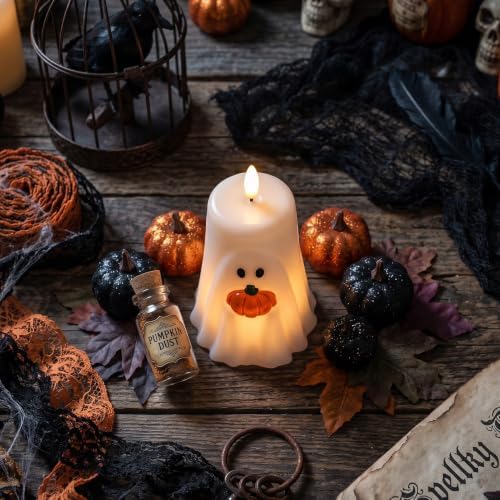 GenSwin Halloween Ghost Flameless Candle Remote Battery Operated Candle