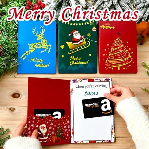 XIJQRAC Christmas Gift Card Booklet with Envelopes, Xmas Money Holder & Gift Card Holder Book （Santa Claus）, Holiday Party Supplies for Teacher Coworker Men Women