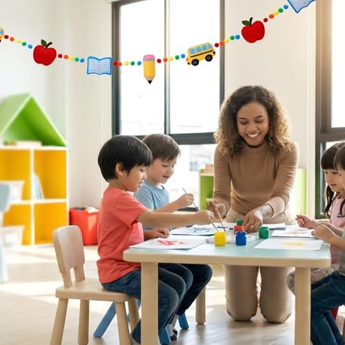 Croblissful Back to School Felt Garland Classroom Pom Pom Decorations