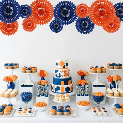 BEISHIDA Honeycomb Round Paper Fans Blue Orange Hanging Party Decoration