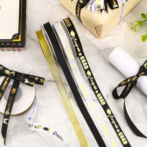 DECYOOL Graduation Ribbon 3/8" Wide 60 Yards Congrats Grad Grosgrain Ribbon