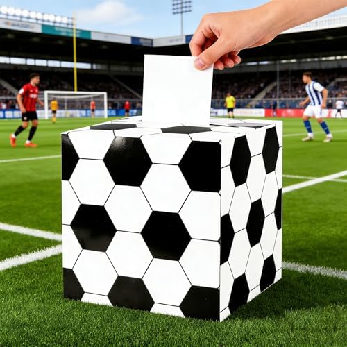 Soccer Card Box Sports Party Favors Post Box Cardboard Receiving Money Holder for Soccer Theme Wedding Reception, Baby Showers, Anniversary, Birthday Party, Graduation Table Centerpiece Decorations