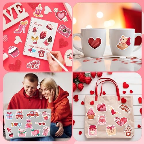 Valentines Stickers - 100 PCS Heart Rose Stickers for Kids | Valentines Day Gifts Crafts Activities Party Favors Supplies Decorations for School Classroom