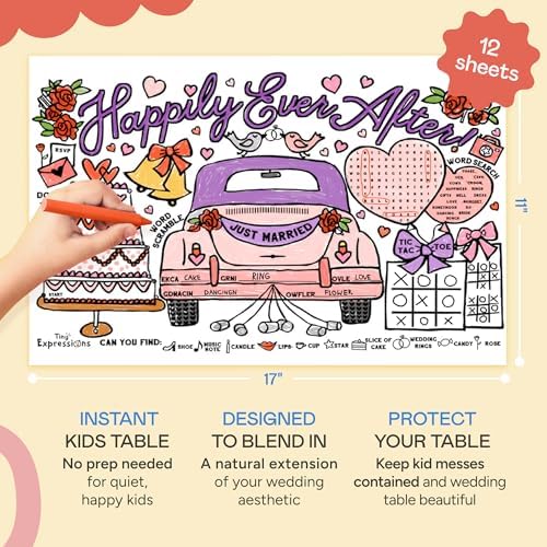 Tiny Expressions Wedding Activity Placemats, Pack of 12