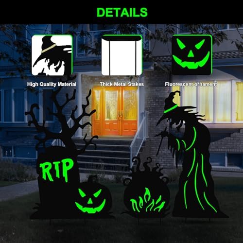 BRIGHTDECK 3 Pcs Halloween Witch Yard Signs Outdoor Decorations, Large
