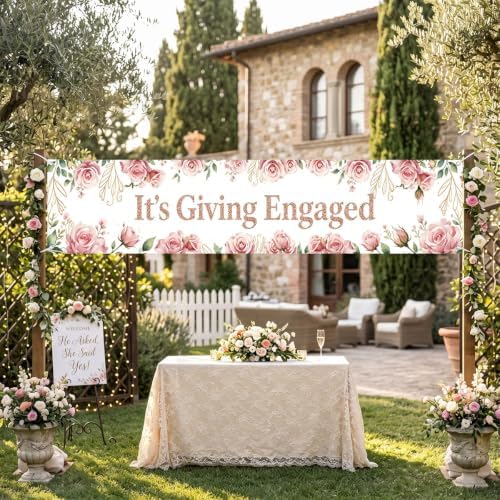 Just Engaged Banner Decorations for Engagement Wedding Home Party Decor