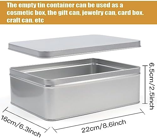 Coobbar Empty Metal Tins Box with Lid,3 Pack Metal Tins Cans Storage Container for Treats, Gifts, Candle, Favors and Crafts, Silver (8.6 x 6.3 x 2.5 Inches)