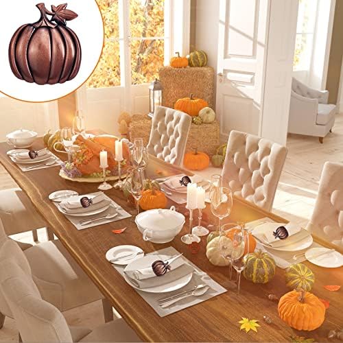 STMK Set of 24 Thanksgiving Day Napkin Rings, Rustic Harvest Pumpkin Napkin Rings Alloy Napkin Holder for Halloween Fall Thanksgiving Day Table Decorations
