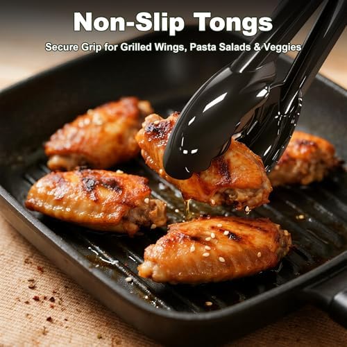 36-Piece Disposable Plastic Serving Utensils Set, Black, 9 Inch