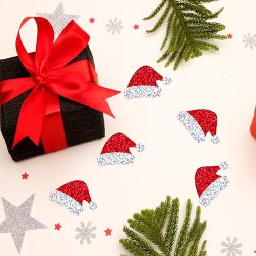 500Pcs Christmas Stickers Roll 1.2in Red Christmas Hat Xmas Winter Self-Adhesive Stickers for Xmas Envelopes Invitations Greeting Cards Party Gift Supplies