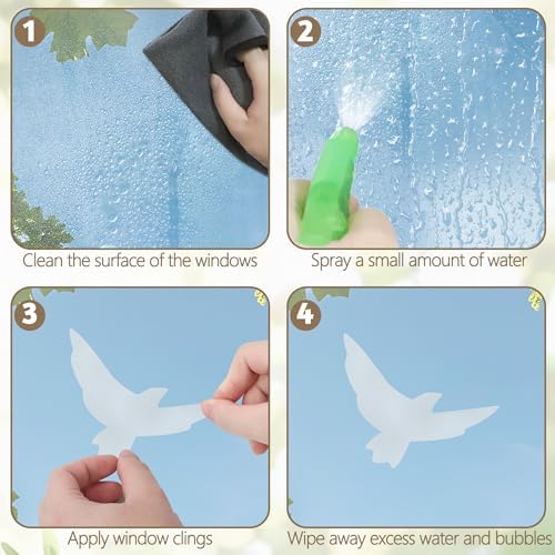9 Sheets Bird Window Clings, Protect and Save Bird Strikes Window Stickers, Glass Door Stickers Decals, Stop Birds Flying into Windows Accessories Home Decorations