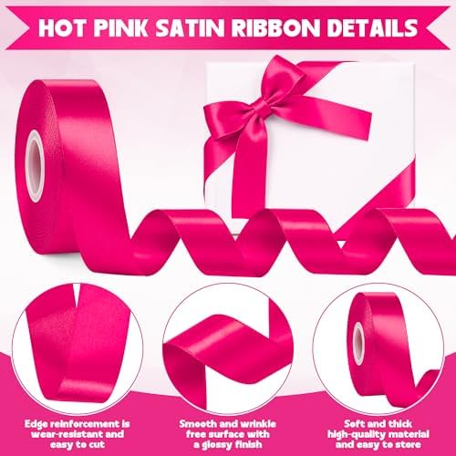 1In 30Yards Rose Red Fabric Ribbon for Flower Bouquet Valentine's Wedding
