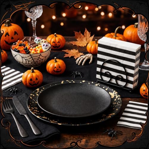MotiMind Halloween Paper Napkins for Party,50 Pcs,Gothic Striped