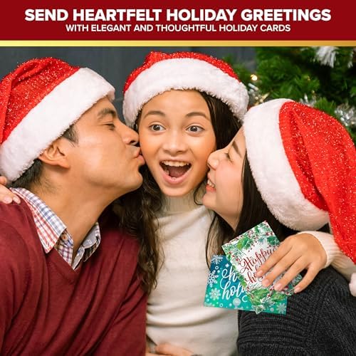 Decorably 40 Pack Foil Embossed 5x7in Assorted Holiday Cards Bulk