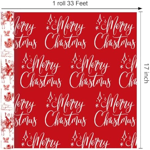 Yarcony Western Christmas Wrapping Paper Roll, Cowboy Christmas Gift Wrap