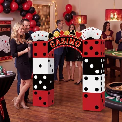 Pajean Casino Stacked Box Archway, Photo Booth Backdrop 52 x 56 Inch