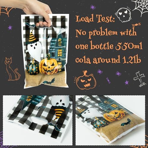 Haooryx Little Boo Pumpkin Party Favor Bags Halloween Plastic Gift Bags