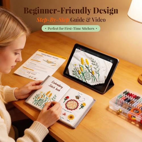 CYANFOUR 2026 New Embroidery Stitch Book Kit for Adults Beginners