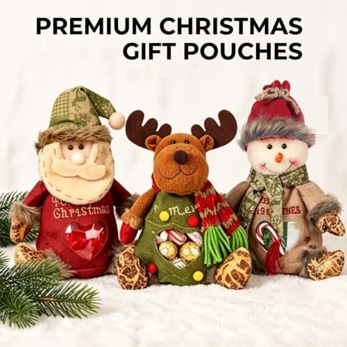 Christmas Gift Bags Zipper Design with Clear Heart Window，D