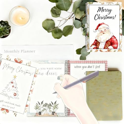 Christmas Gift Card Book for Adults,Merry Christmas Gift Cards - 39 Cards/Surprises On Every Page,5x7 Color Spiral Bound Card Book DIY Personalized Greeting Card for Family Students Friends Xmas Gifts