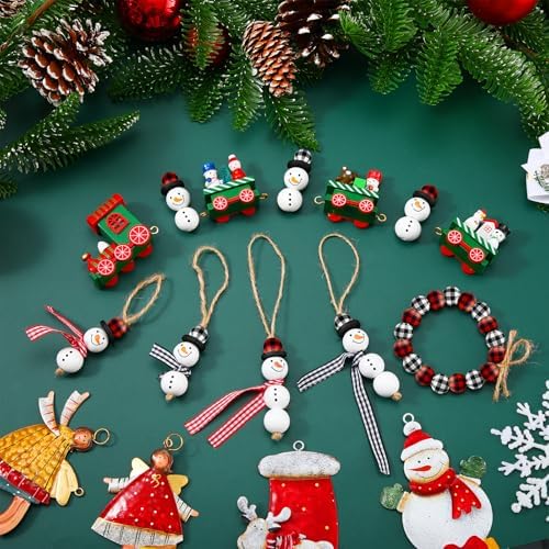 Landical 180 Piece Christmas Crafts Snowman Wooden Bead DIY, Classic Color
