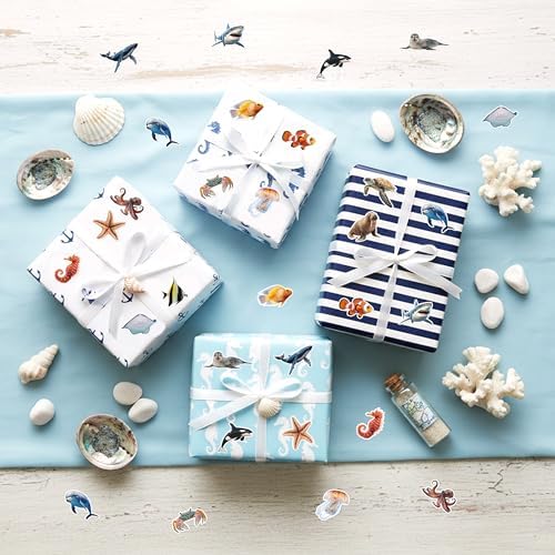H1vojoxo Ocean Animals Sticker Rolls - 1000PCS Decorative Realistic Summer Sea Animal Fish Shark Stickers for Kids Under The Sea Stickers Sea Creature Sticker Labels for Laptop Scrapbook Water Bottle