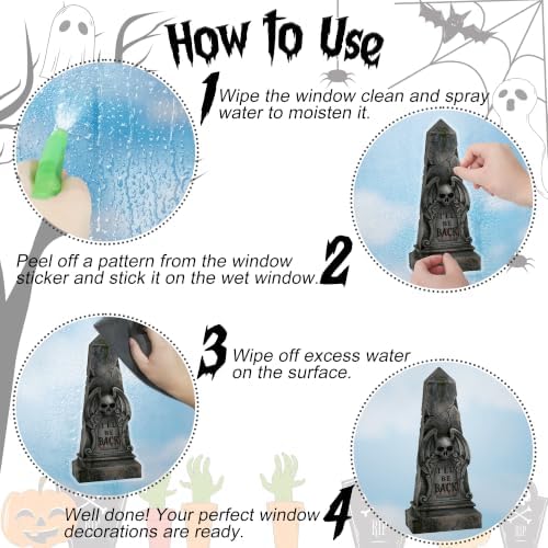 54 PCS Large Halloween Decor, Grim Reaper Halloween Window Clings for Home