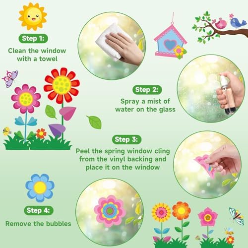 Spring Window Clings for Glass Windows Kids Summer Window Stickers Decor
