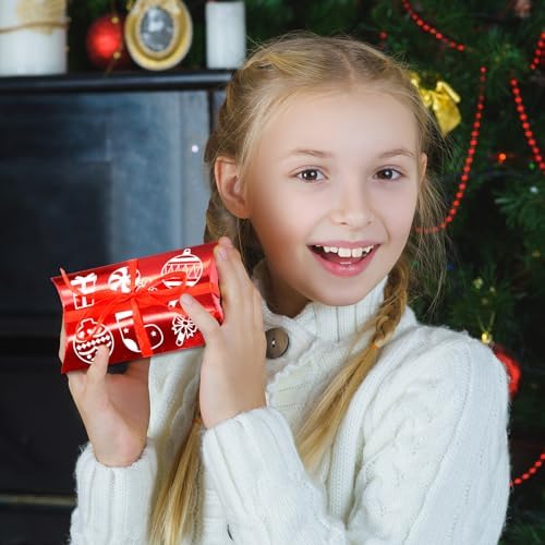 ceiba tree Christmas Gift Card Holder Pillow Boxes Money Holders for Cash Small Xmas Gifts Boxes 36 Pcs 4.5x2.7 inches with Ribbons