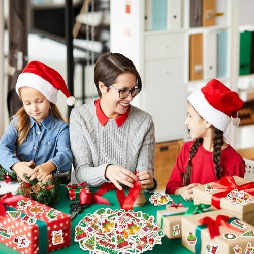 300Pcs Christmas Foam Stickers, Cute Self-Adhesive Xmas Stickers Foam Santa Claus Gingerbread Man Reindeer Sticker Decorations for Home Office School Classroom DIY Art Craft Party Supplies