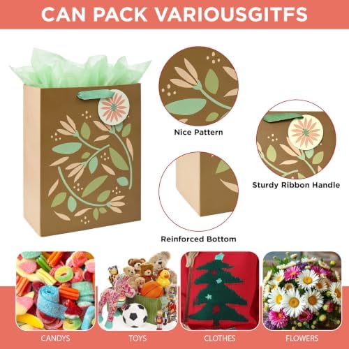 Jotique 4 Pcs Fall Gift Bags Assorted Sizes with Tissue for All Occasions