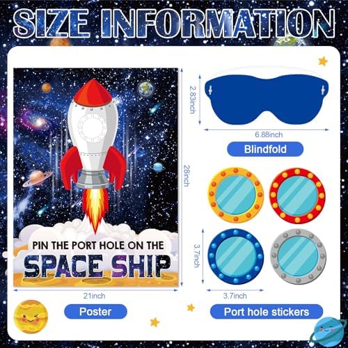 Faccito Pin Outer Space Party Game Set with Blindfolds