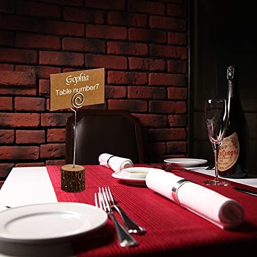 20 Pcs Wood Place Card Holders, Rustic Wood Table Number Holders Stands and 30 Pcs Kraft Place Cards, Wooden Name Cards Photo Holders for Wedding Party Sign Food Cards Label