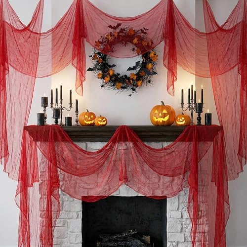 200" x 85" Halloween Red Creepy Cloth, Bloody Scary Creepy Gauze Cloth