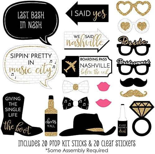Nash Bash Bridal Shower Photo Booth Prop Kit, DIY Cardstock Props - 20pc