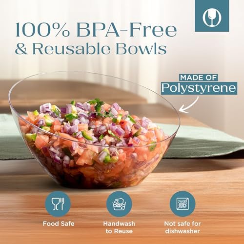 5 Pack Clear Angled Plastic Serving Bowl Disposable for Party Table 20oz