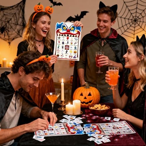 Blosssound Halloween Clown Bingo Game 24 Players with Call Cards Markers